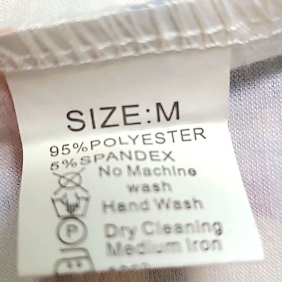 T-Shirt Dress, White with Blue, Pink & Gray Stripes, Size Medium - Picture 7 of 7